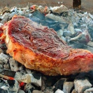 steak on the coals