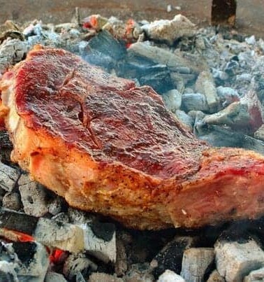 steak on the coals