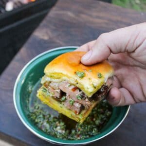 Chimichurri steak sliders.