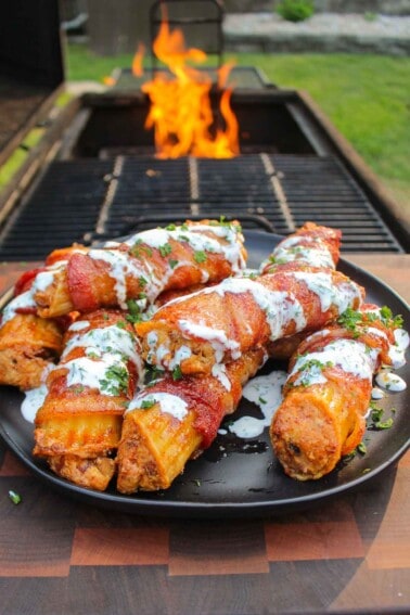 The Nashville Hot Chicken Shotgun Shells plated so that we can serve them.