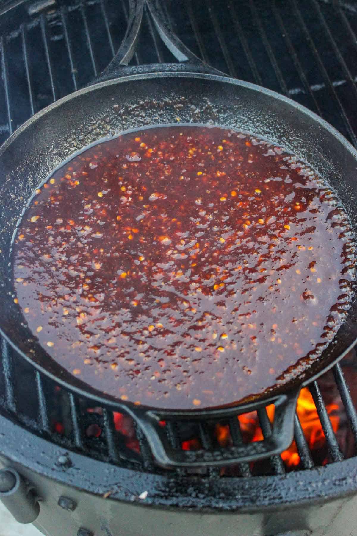 Firecracker glaze over the coals