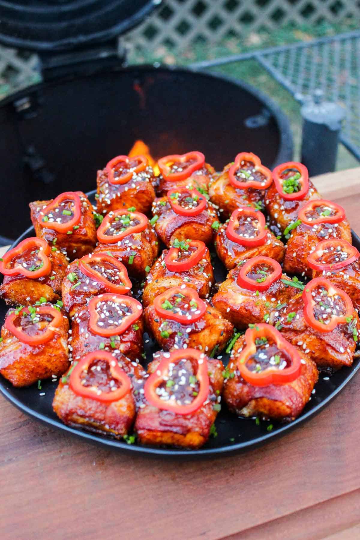 Ready to be eaten Bacon Wrapped Salmon Bites