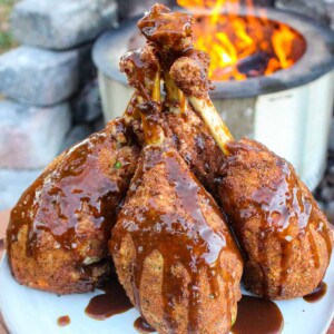 Thanksgiving Turkey Leg Poppers on a serving plate.