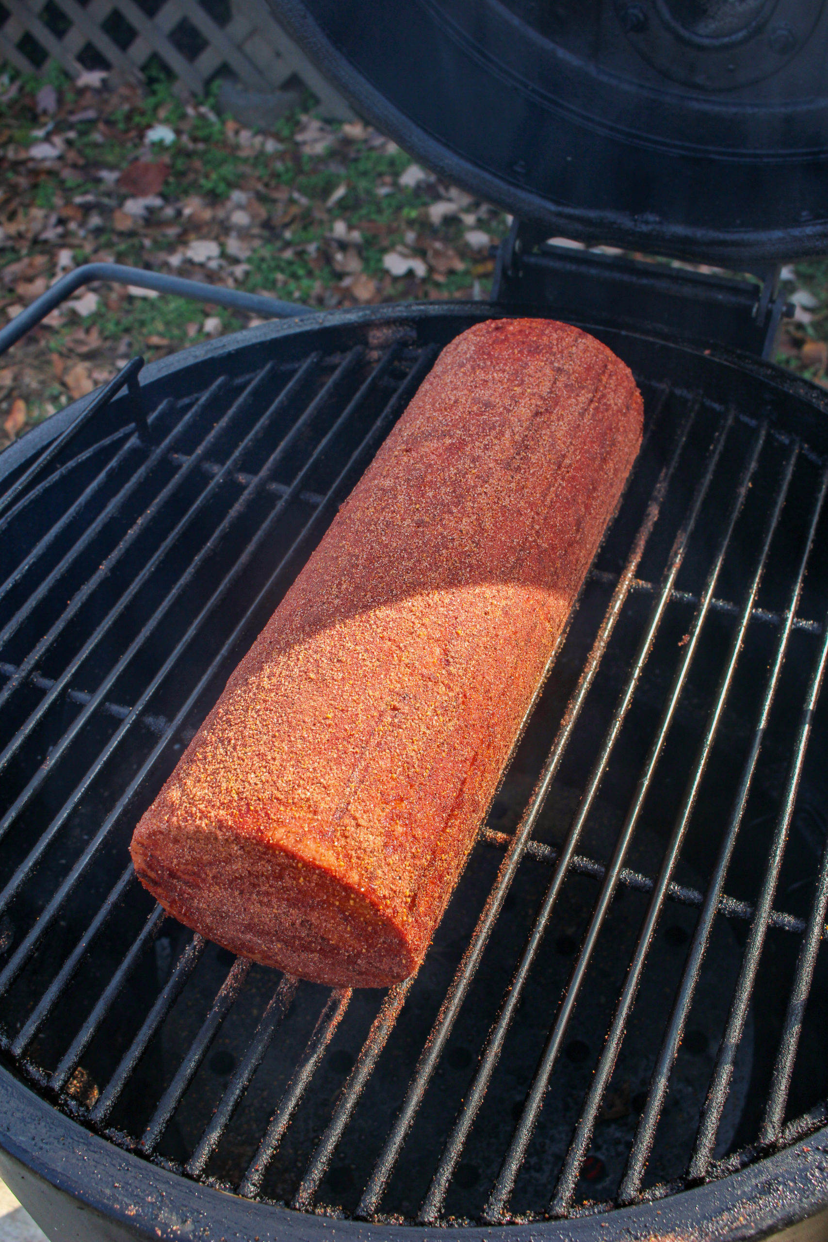 Smoked Bologna seasoned and getting started on the smoker.