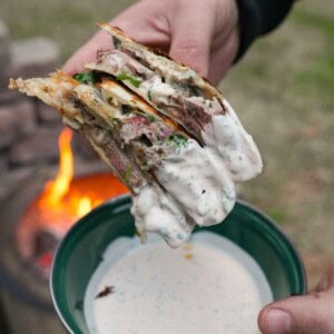 I can't decide which I love more? The quesadilla or the Chipotle Ranch dipping sauce.