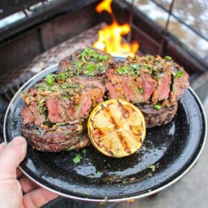 Spanish Garlic Steak Pinwheels on a plate.