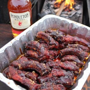 Smoked party ribs ready to eat.