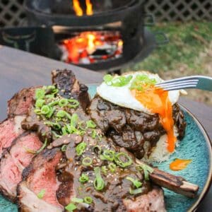 Steak Moco Loco made on the grill.