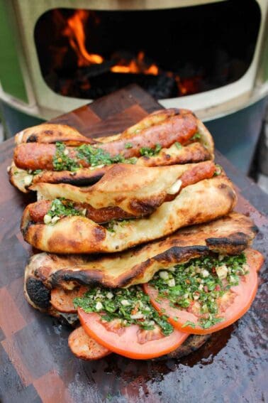 Viral pizza sandwich made with chorizo and chimichurri