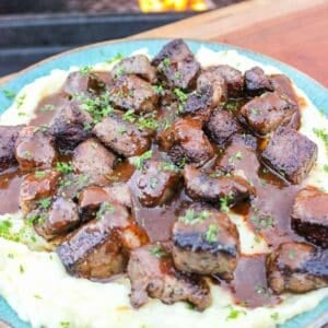 Steak Bites with Mashed Potatoes is comfort food at its best.