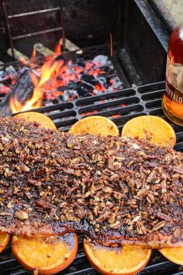 Bourbon Bacon Pecan Salmon with some Buffalo Trace