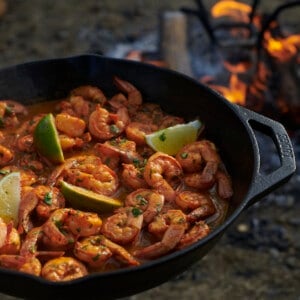 Shrimp in cast iron skillet