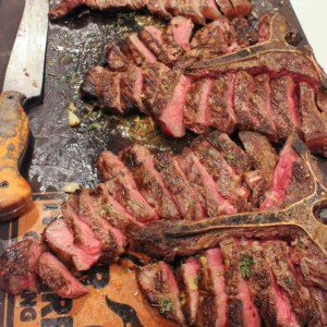 grilled steaks with board sauce