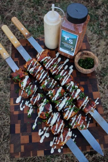 BBQ Chicken Bacon Ranch Skewers