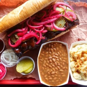 The assembled Beef McRib Sandwich.