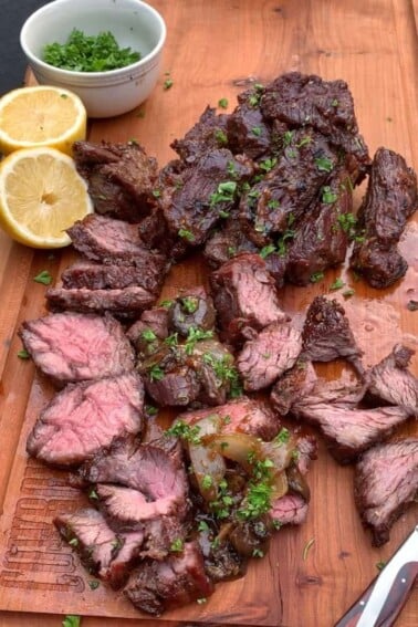 Ready to eat the Teriyaki Bourbon Flap Steak Tips