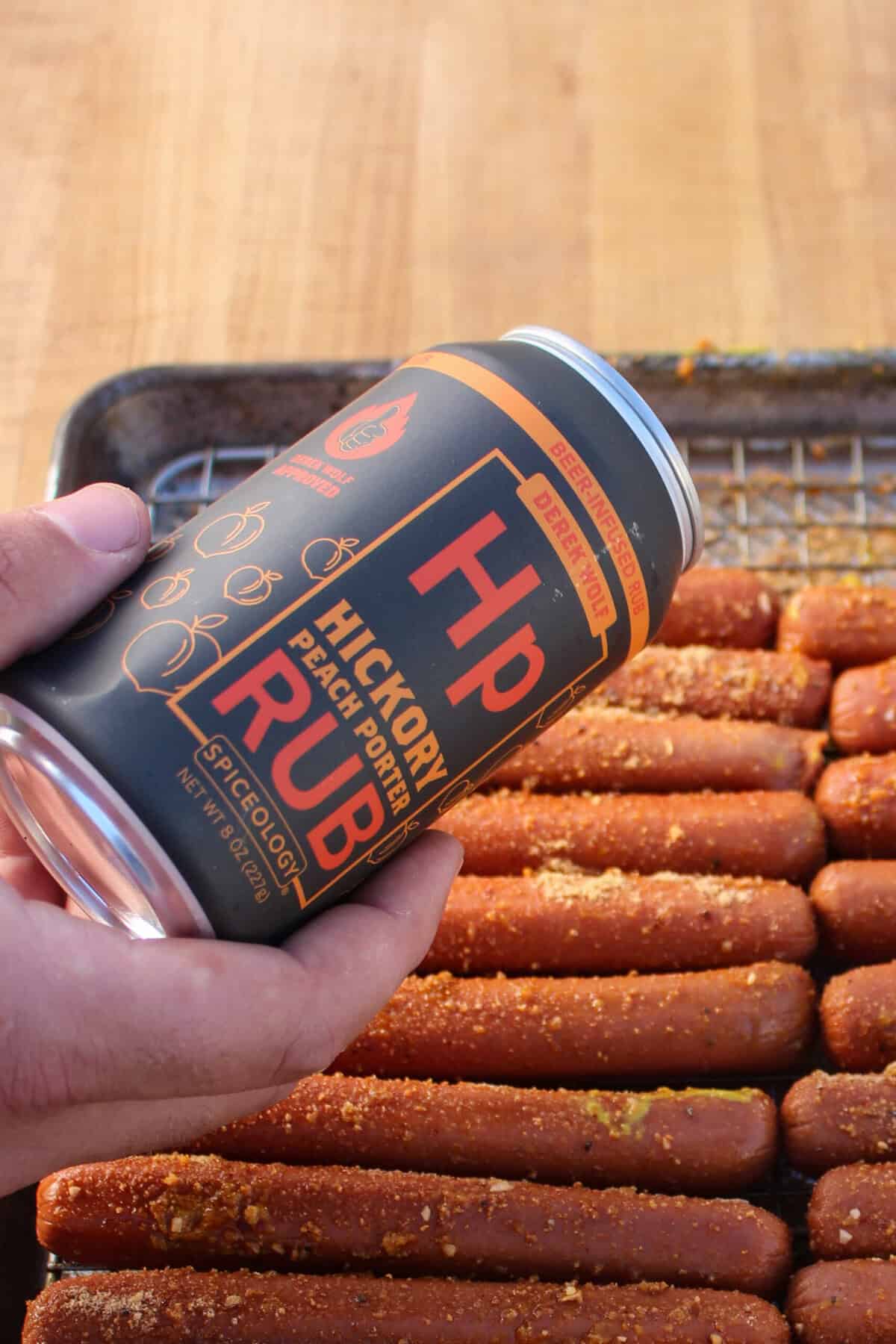 Close up of Hickory Peach Porter Rub.