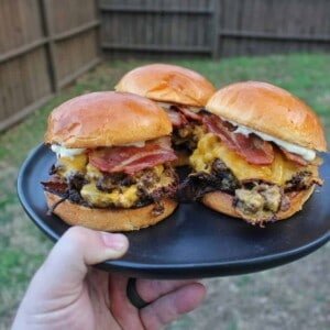 cheesy onion smash burgers