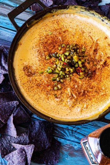 Smoked Nashville Hot Chicken Queso ready to smash.