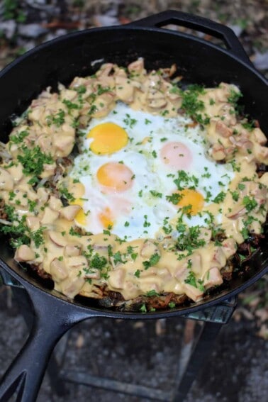 Smoked Sausage Cheesy Breakfast Skillet