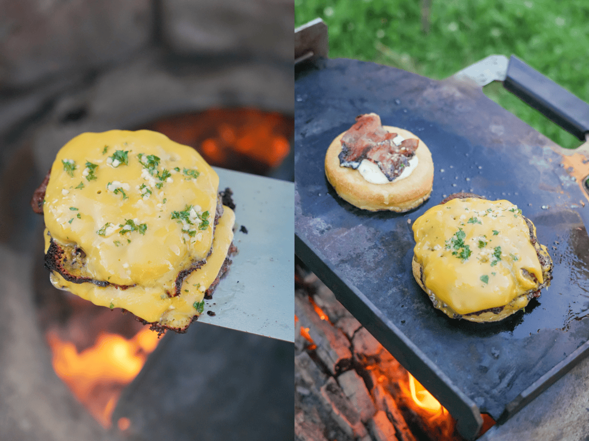 The melty American cheese over the burgers is giving the classic burger taste everyone loves with that twist of garlic butter to make it even better.