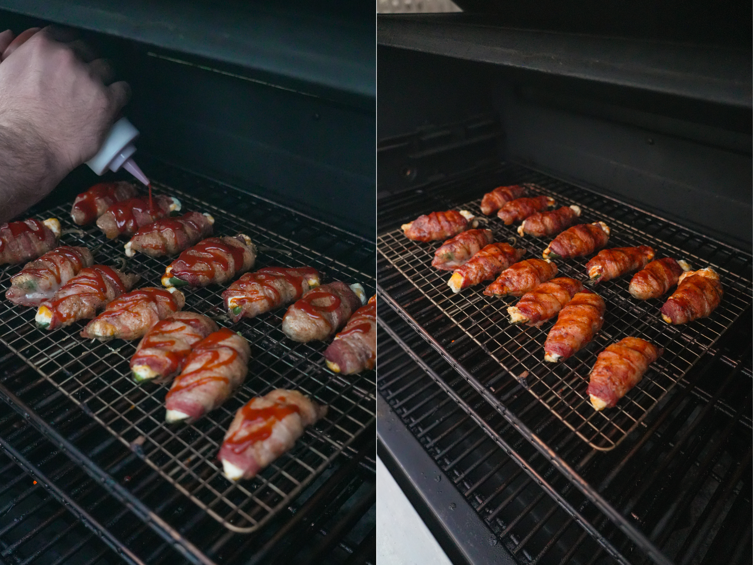 Adding BBQ Sauce to the poppers and letting that sauce caramelize in the final stages of cooking.