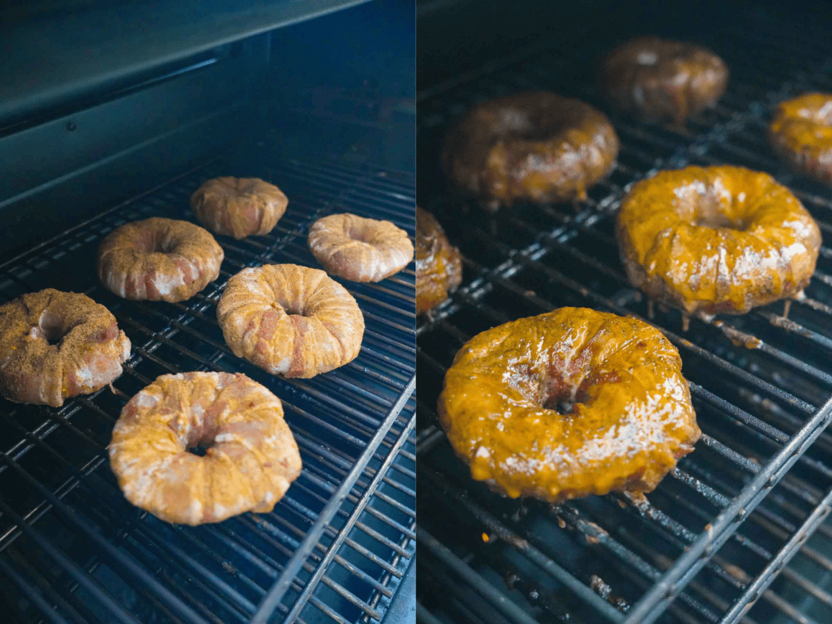 The rings are smoked on the grill for added flavor and complexity.